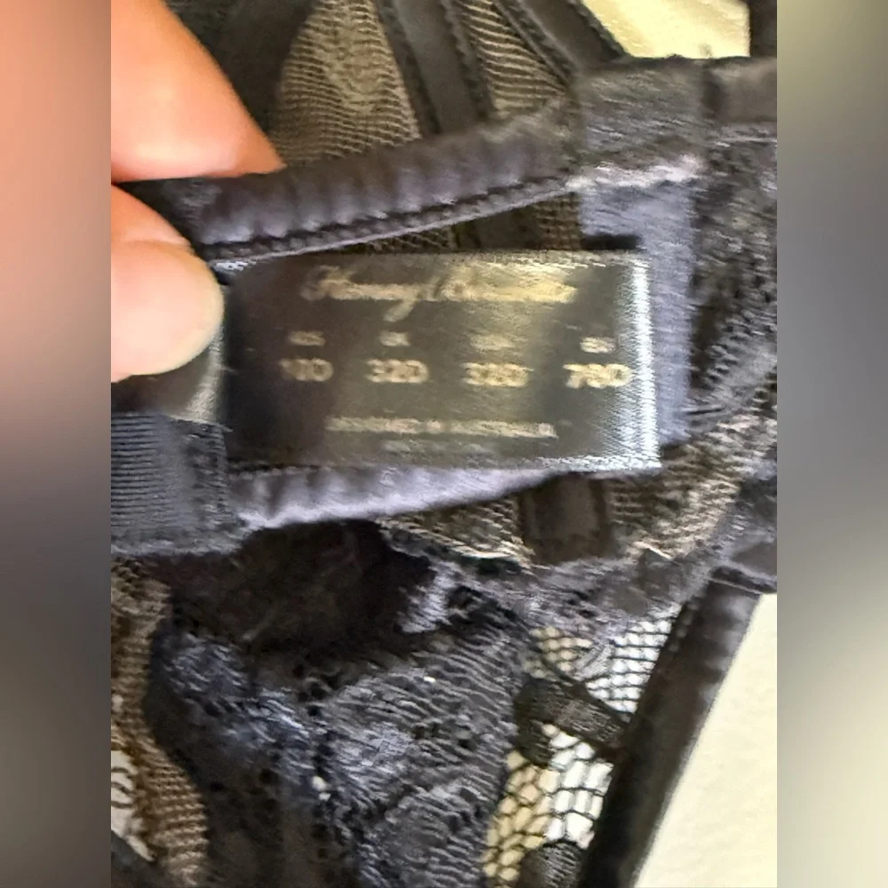 Honey Birdette Black Lace High-Neck Cage Underwire Bra